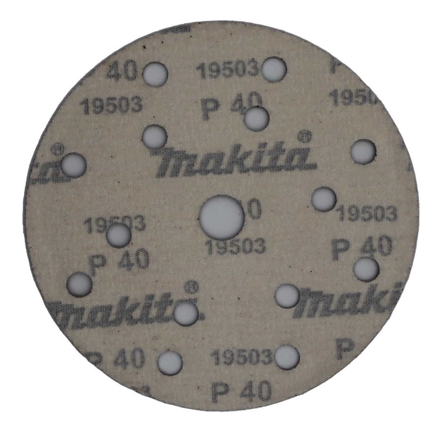 Pack 10 Discos Lija Con Velcro 150mm (6'') G40 - Makita - Herram.cl