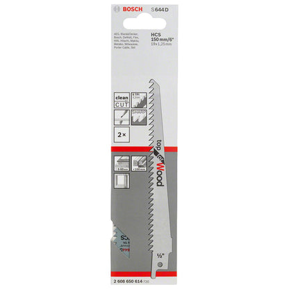 2 Hojas De Sierra Sable Top For Wood 150mm S644 D - Bosch - Herram.cl