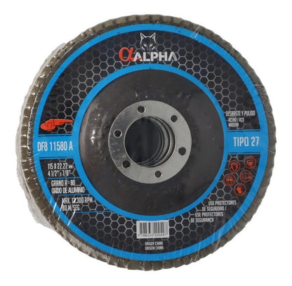 Disco Flap Traslapado 115mm (4 - 1/2'') Alpha Pro - Herram.cl