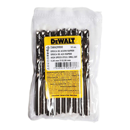 Brocas Para Metal HSS 6x93mm 10 Pzas - DeWALT - Herram.cl