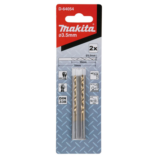 Broca Metal HSS-Tin 3.5x70mm 2 Pzas - Makita - Herram.cl