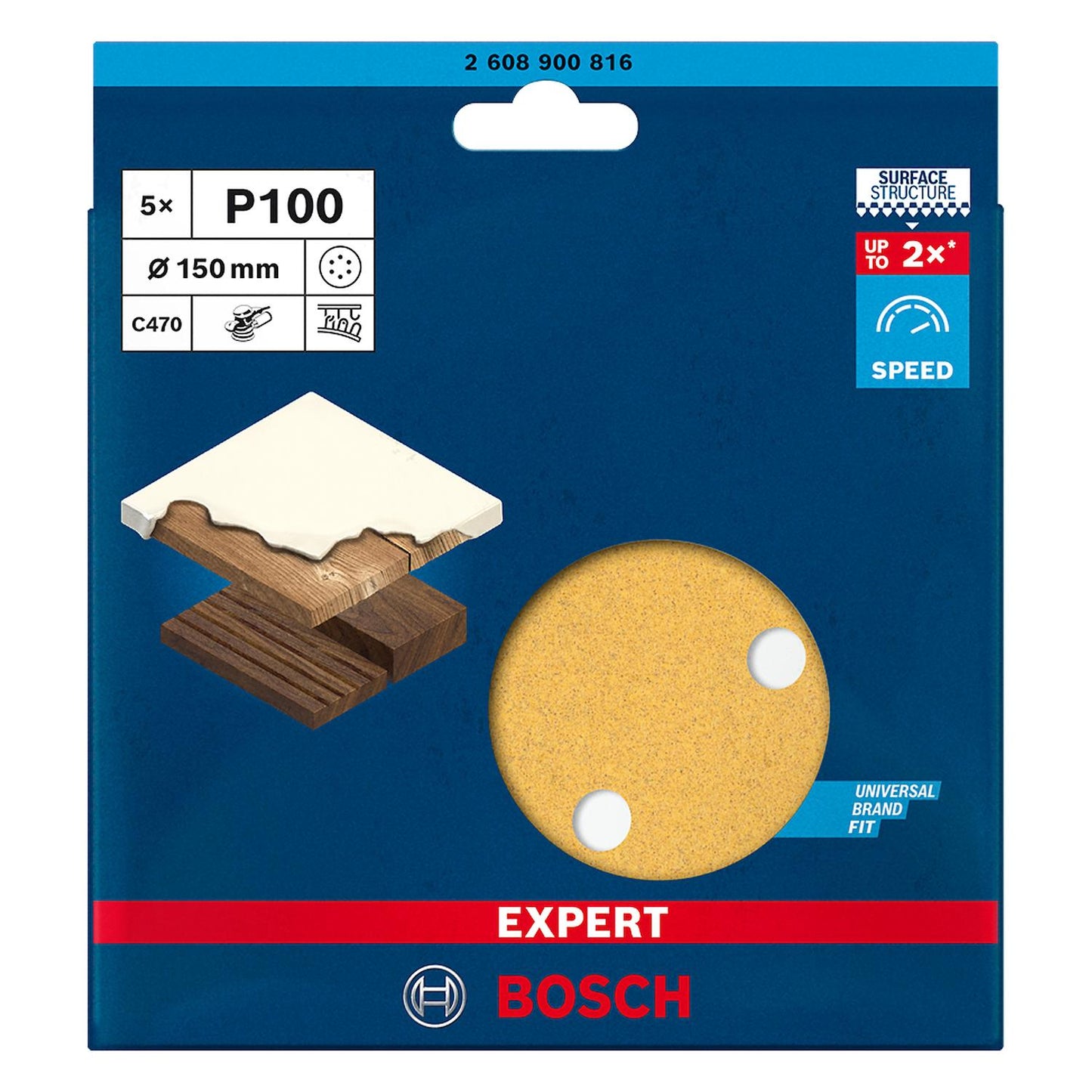 Pack 5 Discos de Lija EXPERT C470 6'' (150mm) - Bosch - Herram.cl