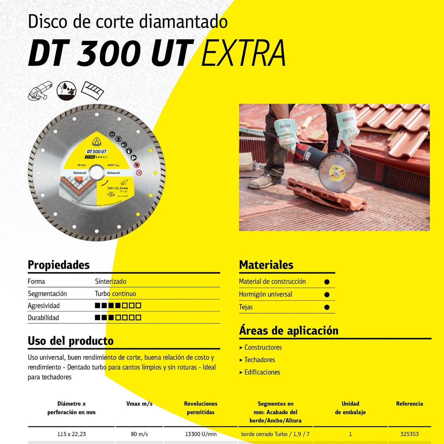 Disco Diamantado Turbo DT 300 UT Extra 115x1,9mm - Klingspor - Herram.cl
