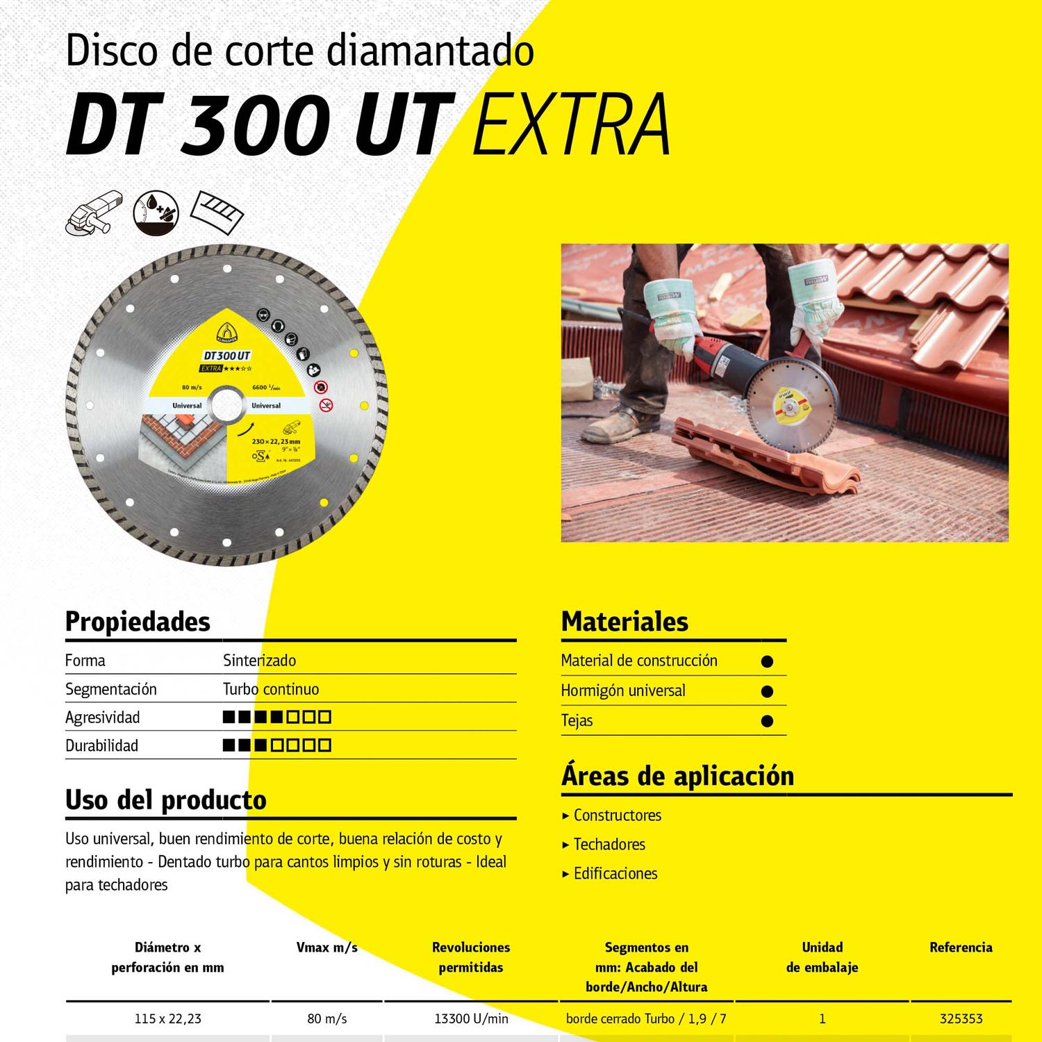 Disco Diamantado Turbo DT 300 UT Extra 115x1,9mm - Klingspor - Herram.cl