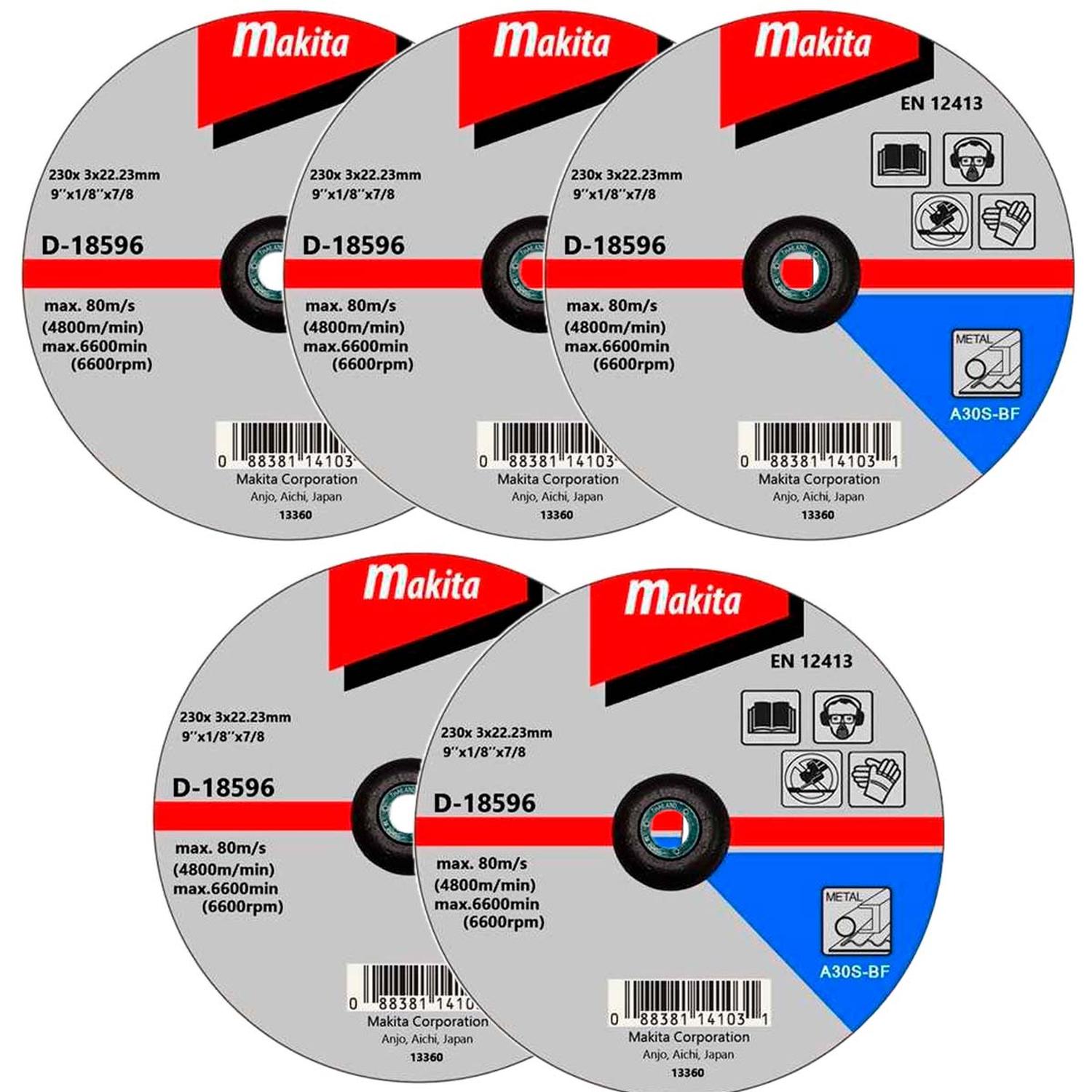 Pack 5 Discos Corte Metal Centro Deprimido 9''x3mm - Makita - Herram.cl