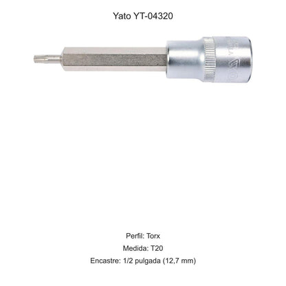 Dado Punta Torx T20 1/2'' 100mm Yato YT-04320 - Herram.cl