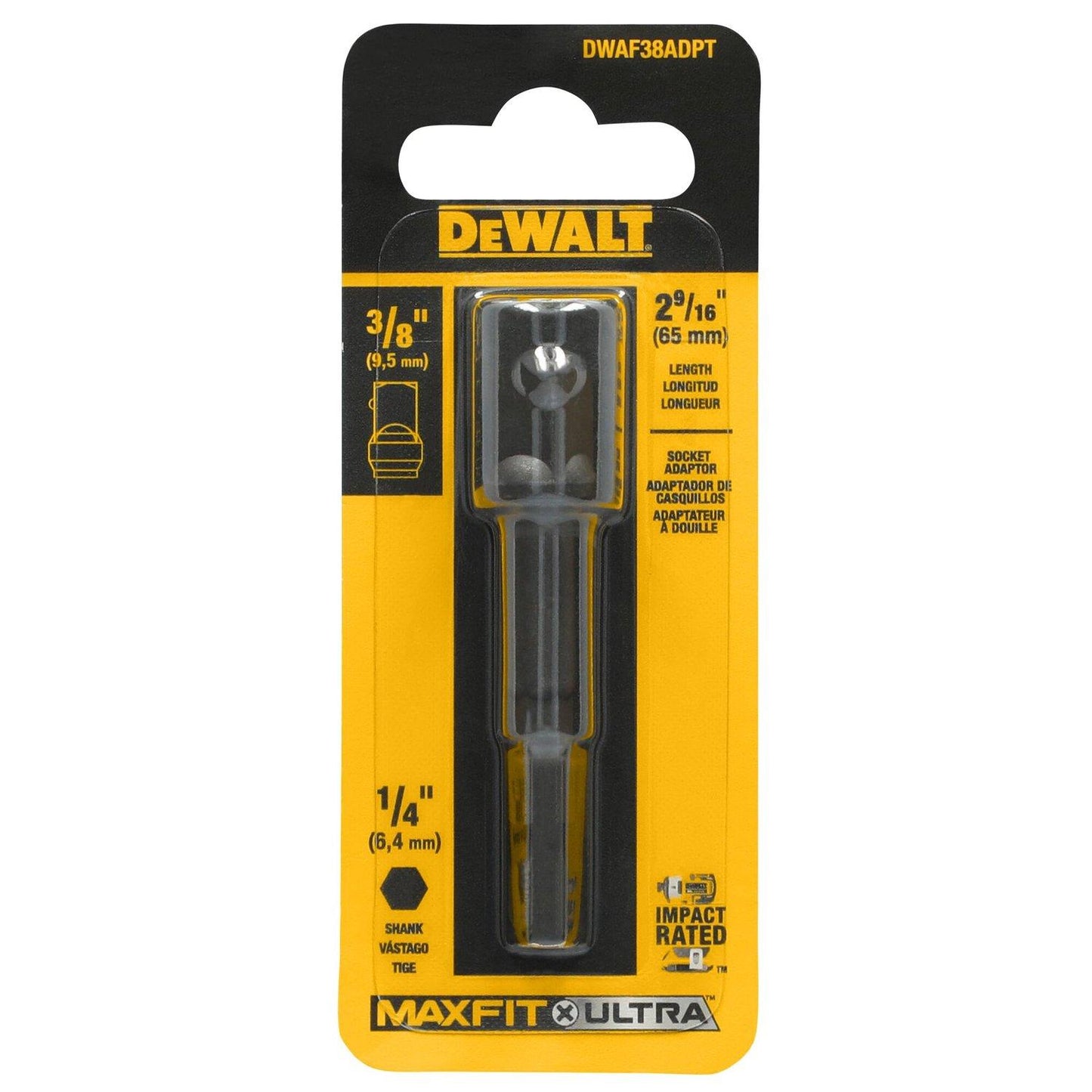 Adaptador Cuadrante Maxfit - Ultra 3/8'' a 1/4'' Hex. - DeWALT - Herram.cl