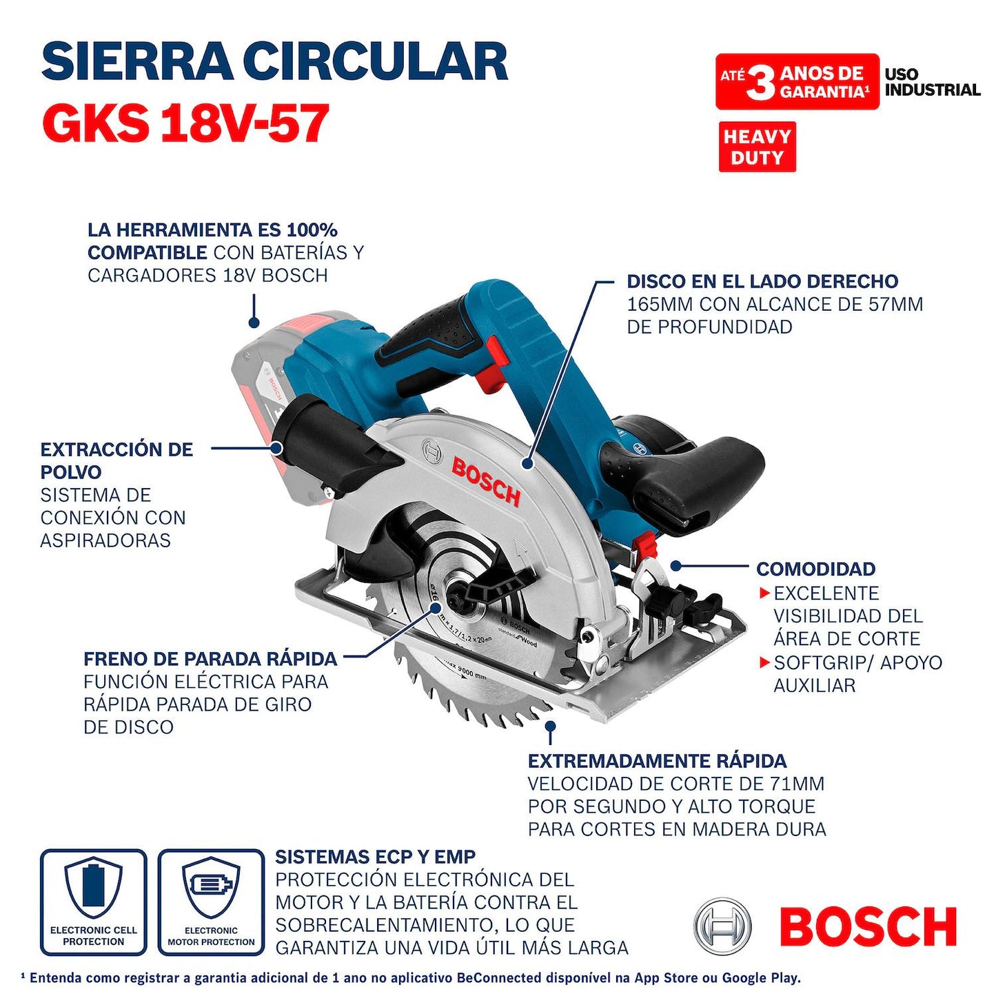 Sierra Circular Inalámbrica Bosch GKS 18V - 57 sin baterías - Herram.cl