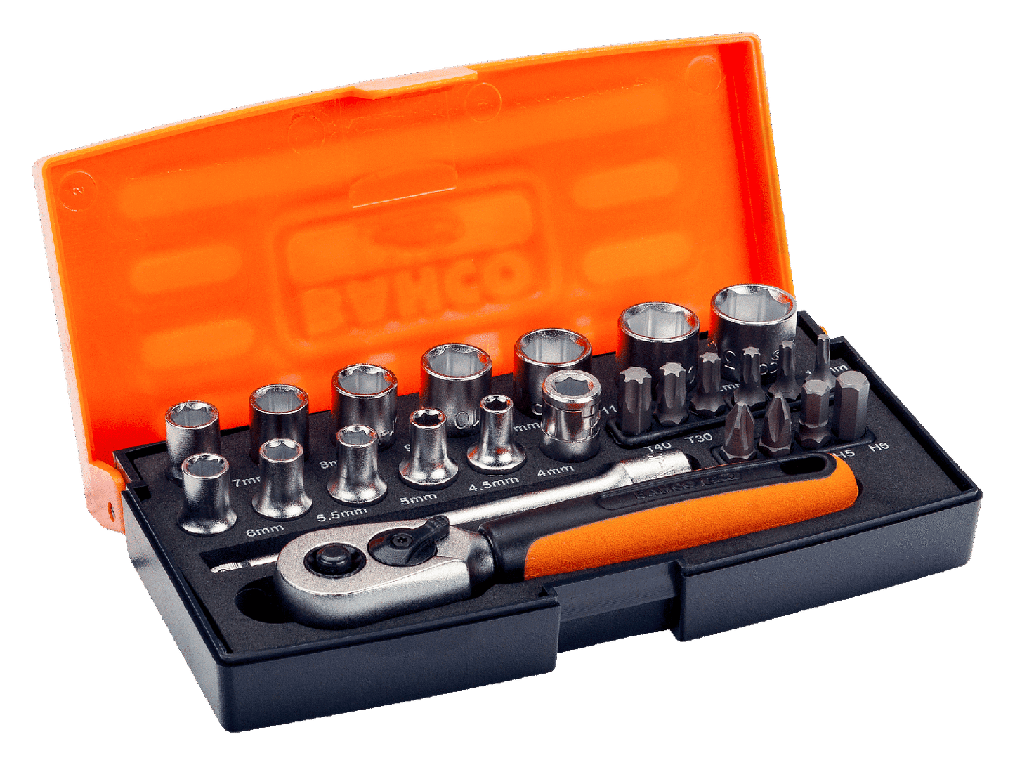 Juego de Dados con cuadrante de 1/4'' 25 Pzas. Bahco - Herram.cl