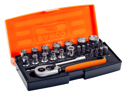 Juego de Dados con cuadrante de 1/4'' 25 Pzas. Bahco - Herram.cl
