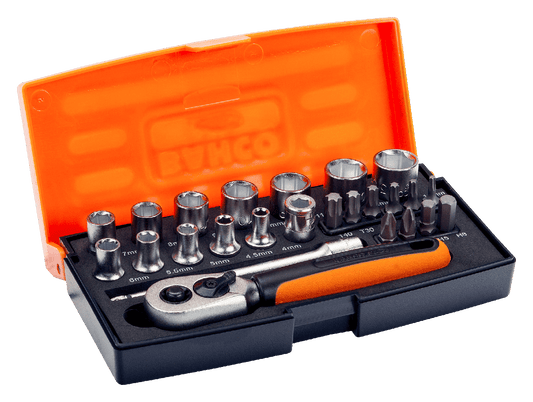 Juego de Dados con cuadrante de 1/4'' 25 Pzas. Bahco - Herram.cl