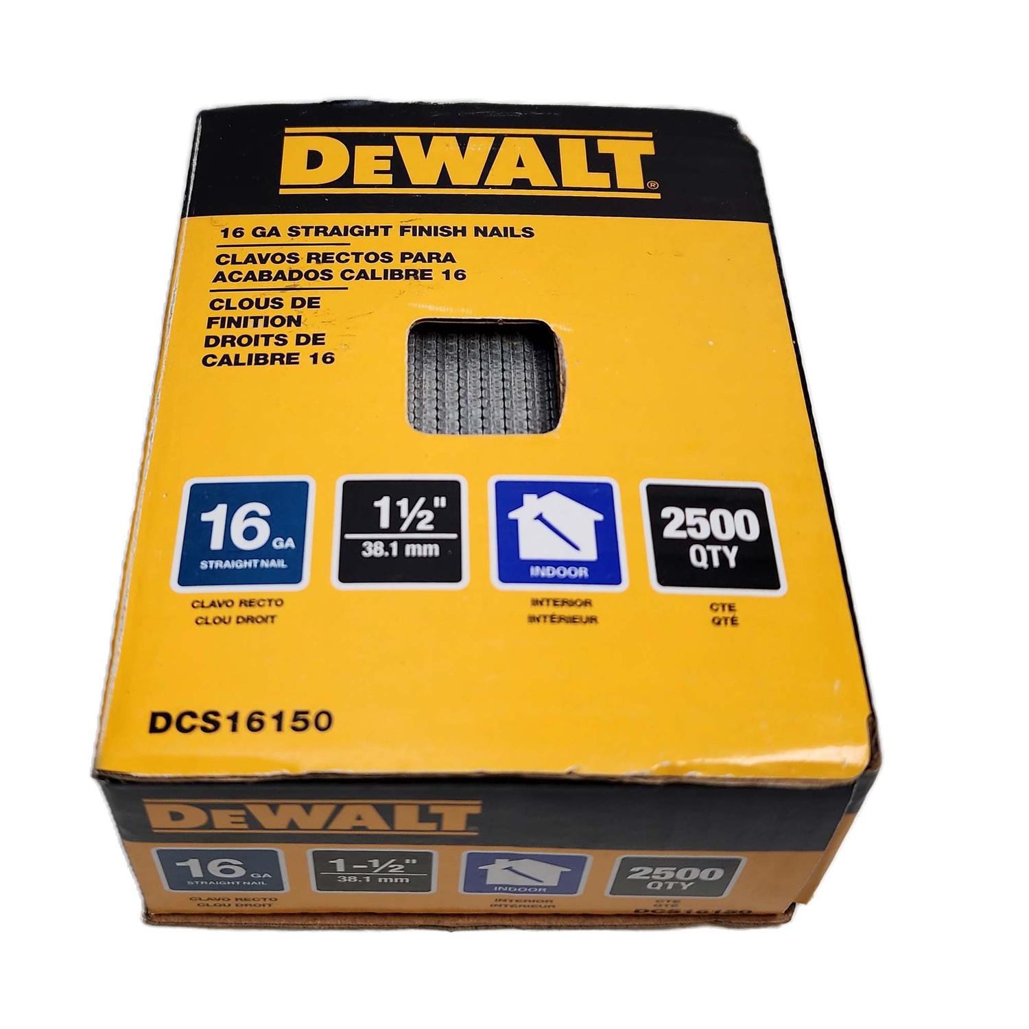 Clavo de Acabado 16GA 1 - 1/2'' 2500 Und (SCN616 - B2) - DeWALT - Herram.cl
