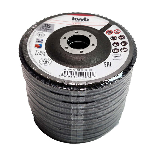 Pack 10 Discos Traslapado/Flap Metal/Madera 4 - 1/2'' - KWB - Herram.cl