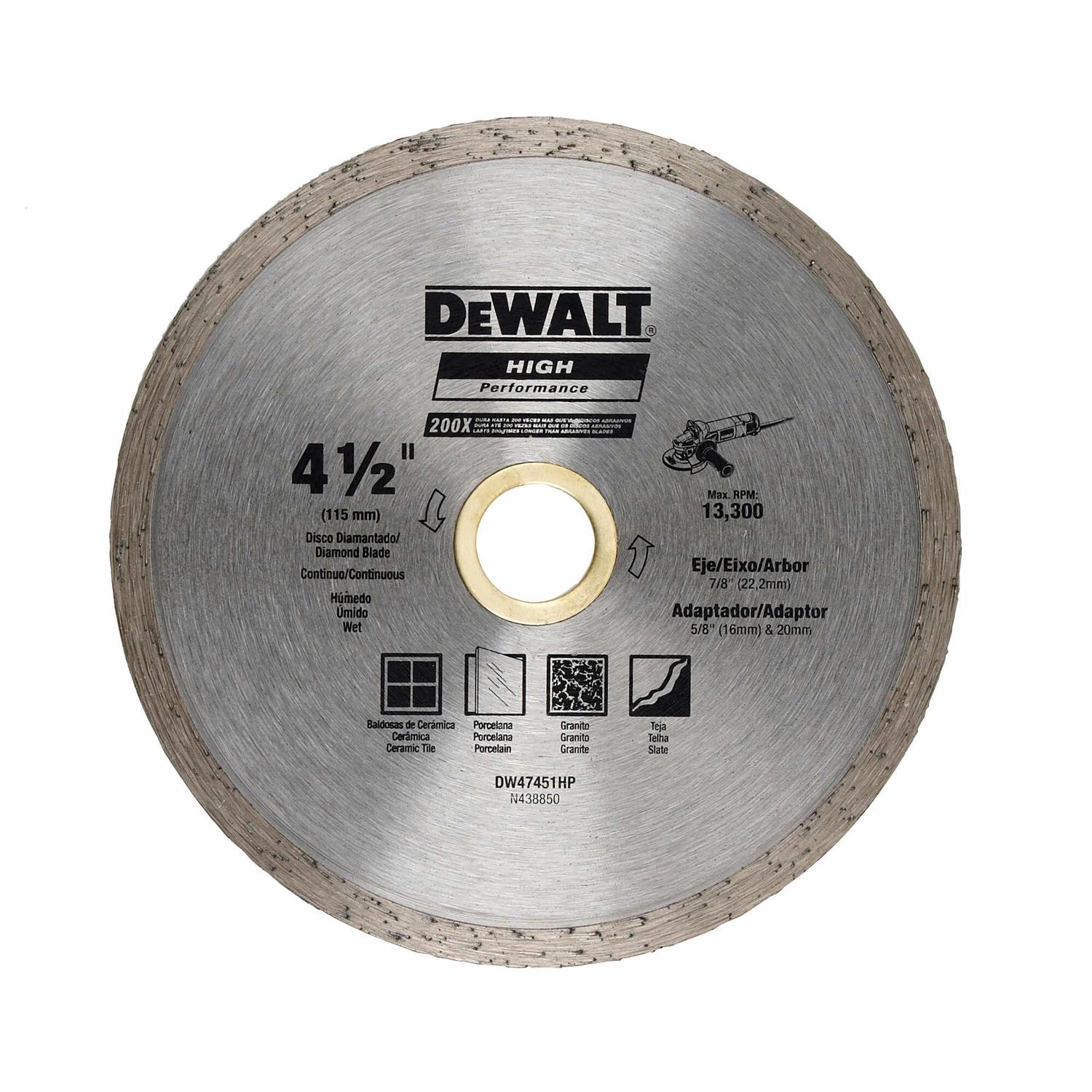 Disco Diamantado Continuo 4 - 1/2'' (115mm) - DeWALT - Herram.cl