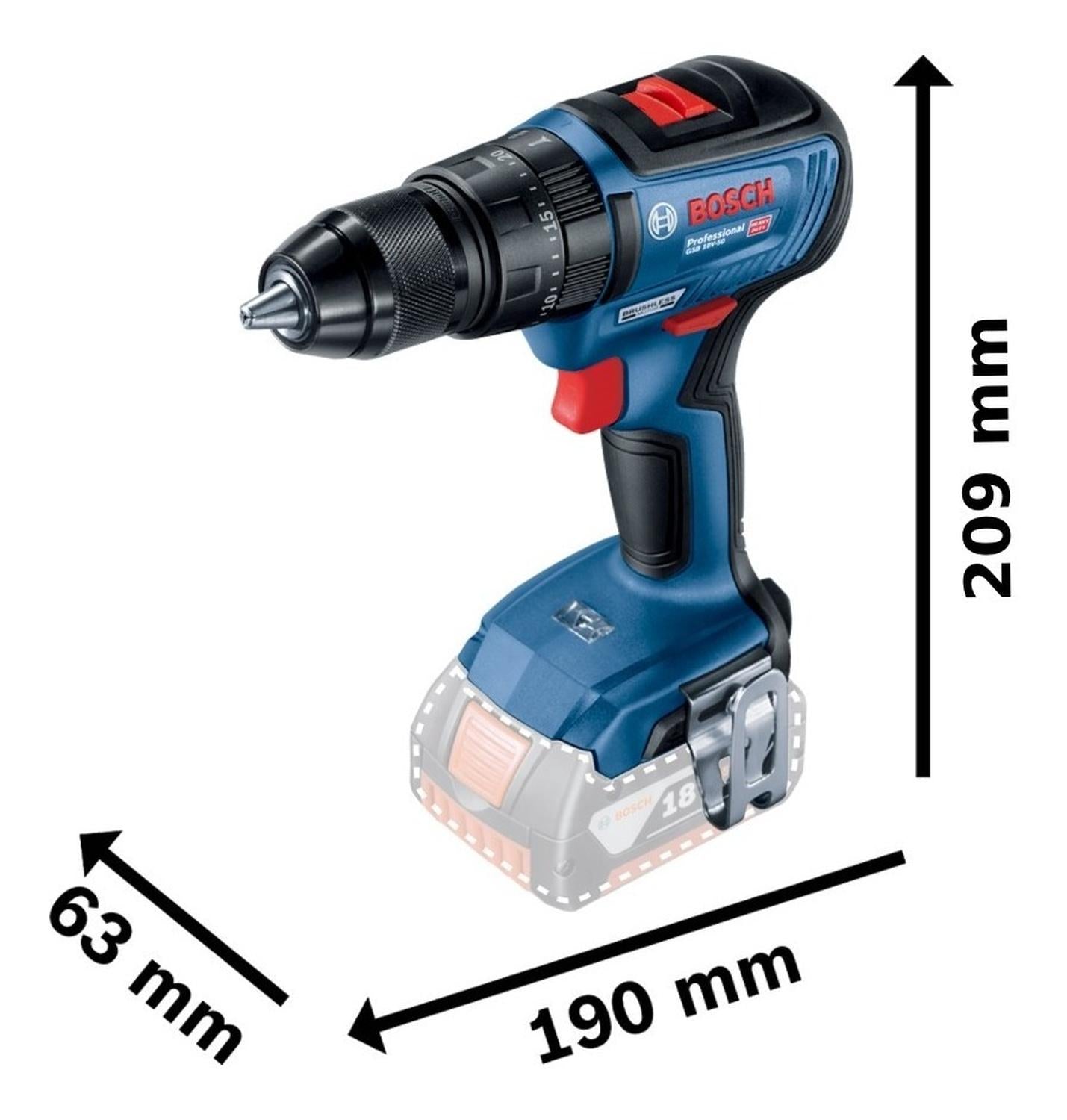 Taladro Atornillador Percutor Bosch Gsb 18v - 50 Bare Tool - Herram.cl