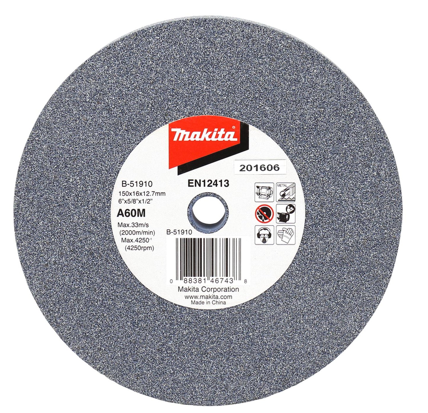 Piedra Para Esmeril de Banco 6''x5/8''x1/2'' A60MV - Makita - Herram.cl