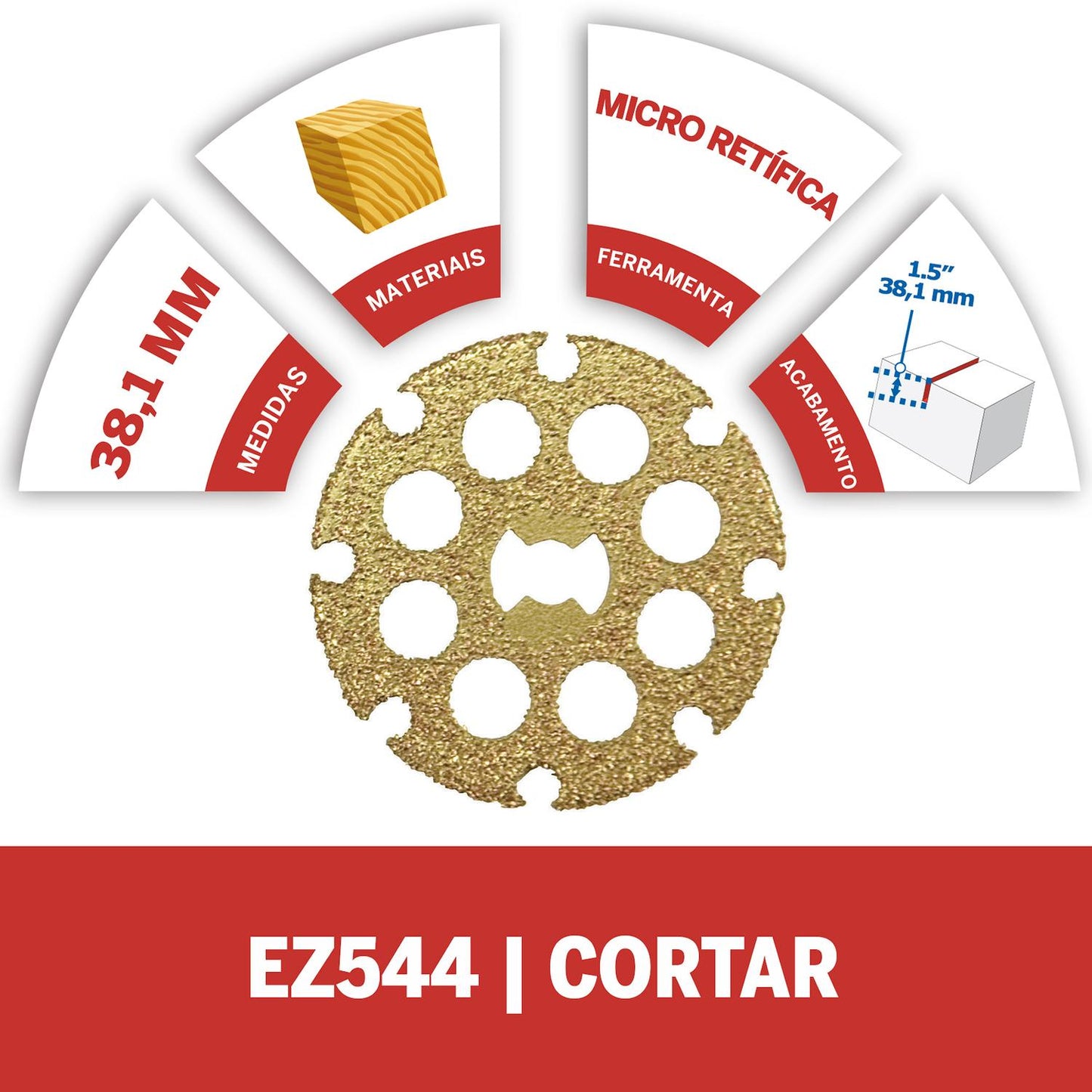 Disco De Corte De Carburo EZ Lock 38,1mm (EZ544) - Dremel - Herram.cl