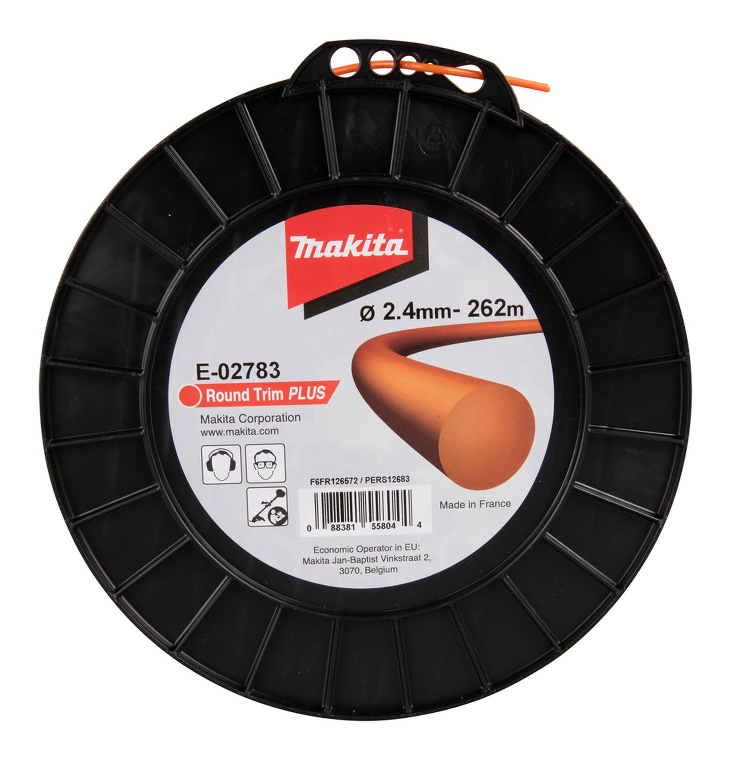 Rollo 262m Nylon Redondo naranjo 2,4mm - Makita - Herram.cl