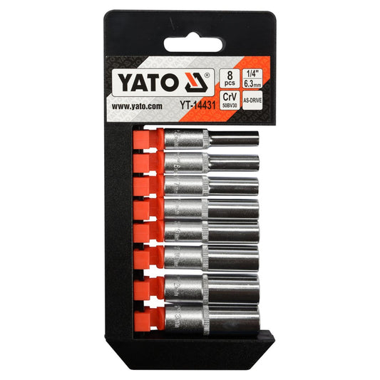 Juego de dados largos hexagonales 1/4''x 50mm 8 Pzas - Yato - Herram.cl