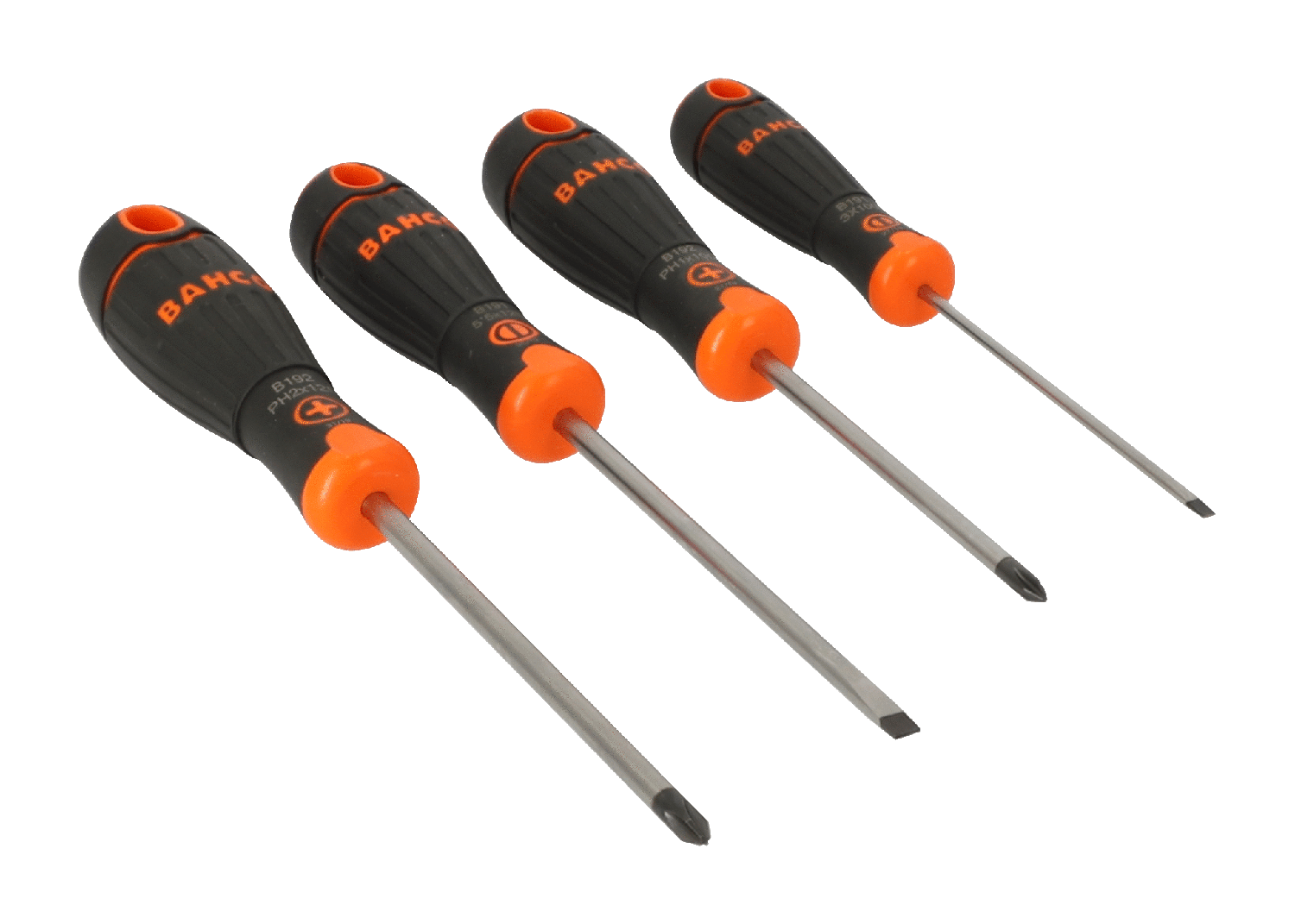 Juego de destornilladores BahcoFit con mango de goma 4Pzas - Herram.cl