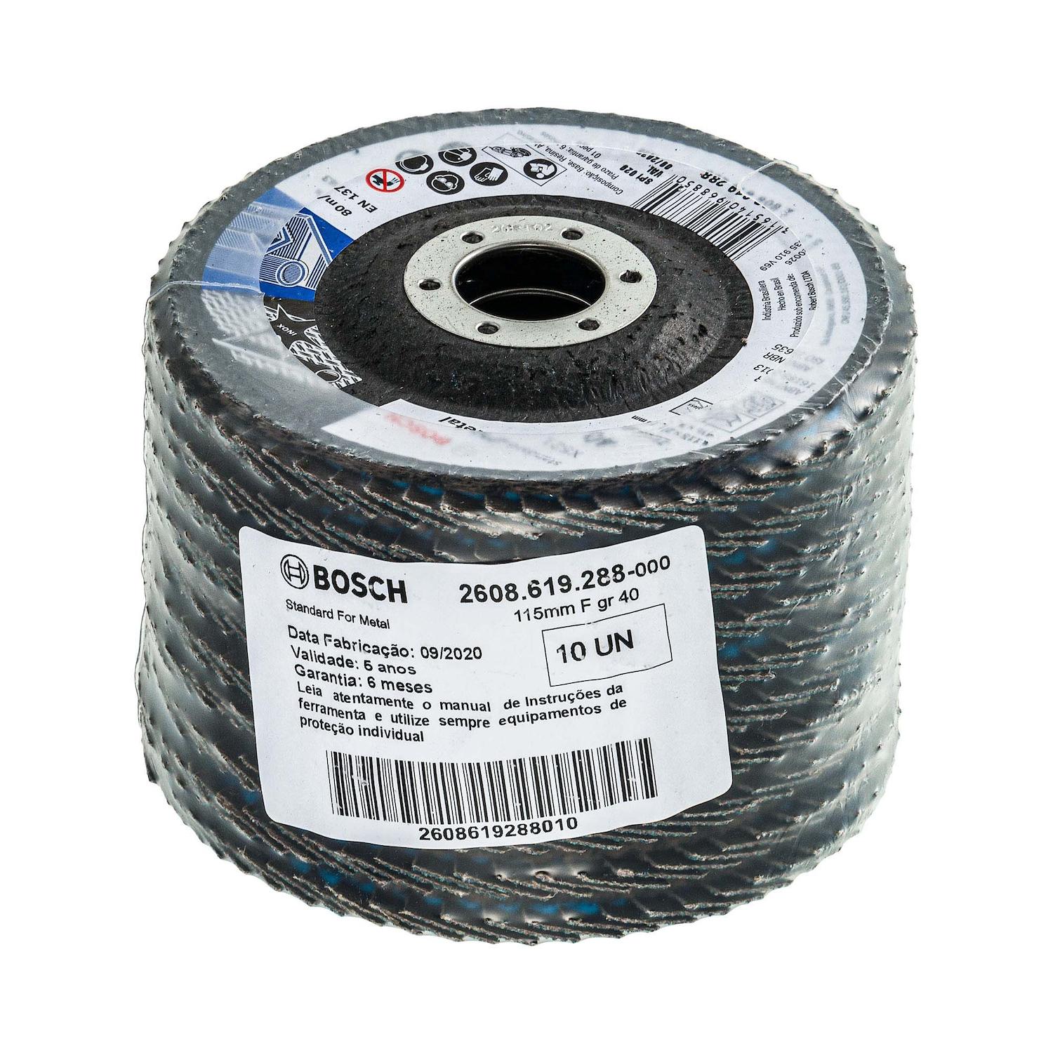 Pack 10 Discos Flap Bosch Standard Inox/Metal 4 1/2'' - Bosch - Herram.cl