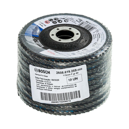 Pack 10 Discos Flap Bosch Standard Inox/Metal 4 1/2'' - Bosch - Herram.cl