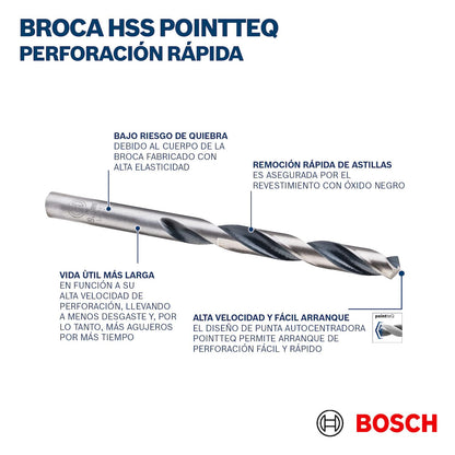 Broca Metal HSS PointeQ - 5.0mm - Blister - Bosch - Herram.cl