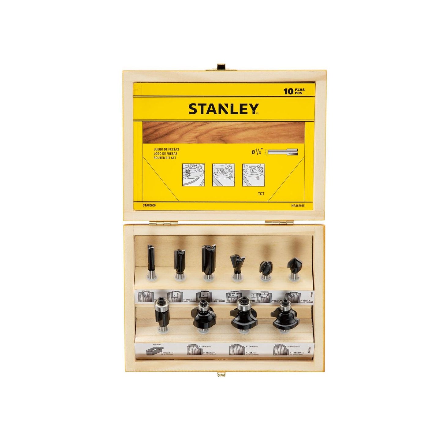 Set Fresas Toma 1/4'' 10 Pzas STA80000 - Stanley - Herram.cl
