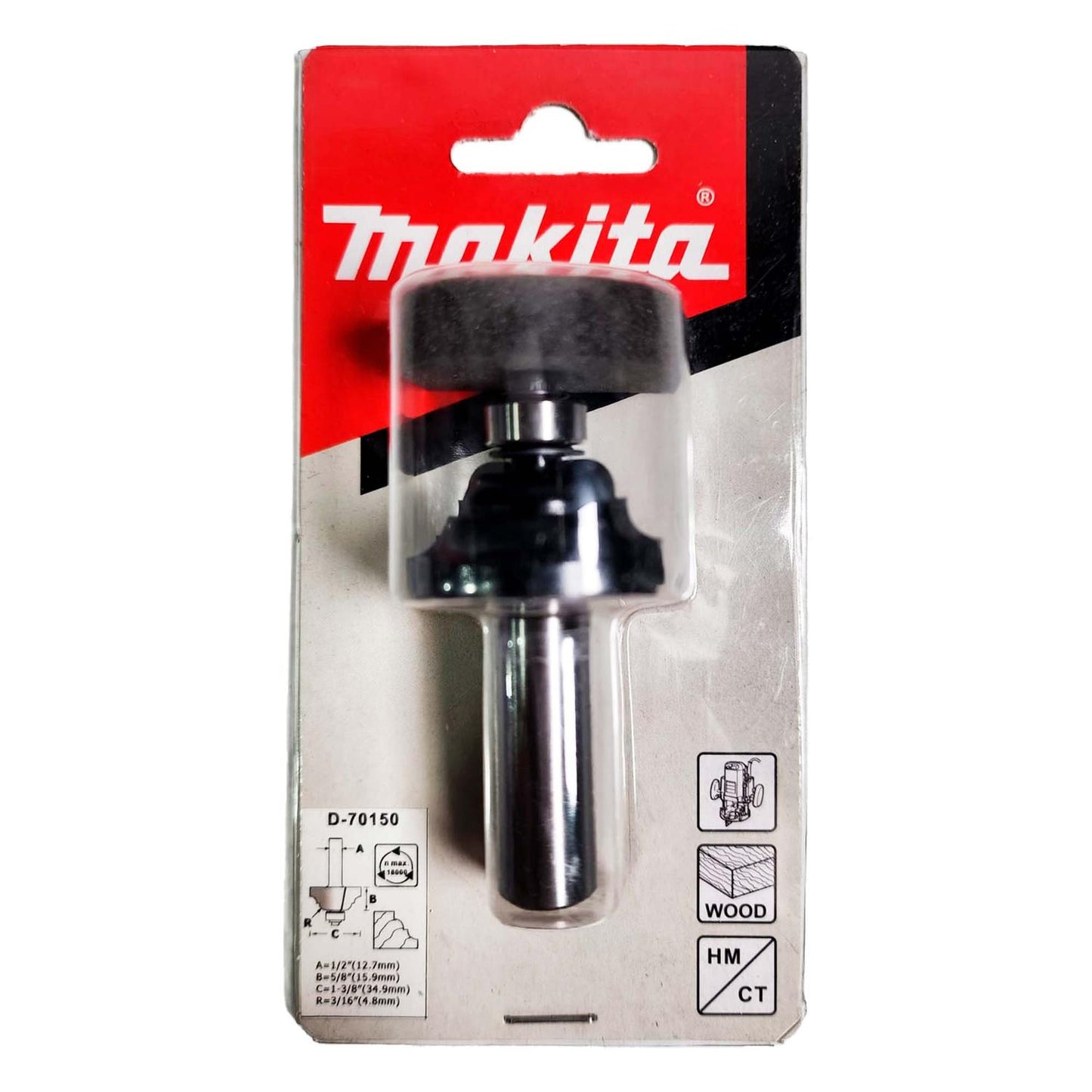 Fresa Romana C/Rod. R3/16''x1 - 3/8''x5/8'' Toma 1/2'' - Makita - Herram.cl