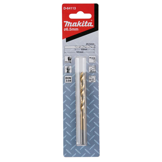 Broca Metal HSS - TiN 6.5x63x101mm - Makita - Herram.cl