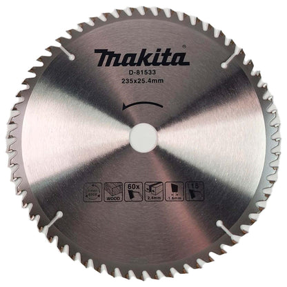 Disco de Sierra Circular 9 - 1/4''x1'' 60 D Madera - Makita - Herram.cl