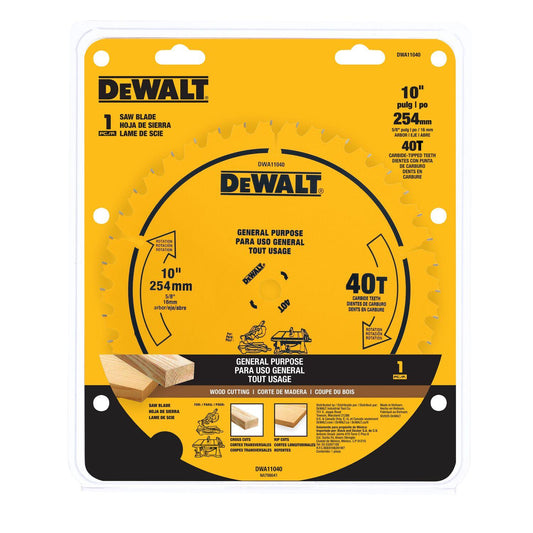 Disco De Sierra 10'' Eje 5/8'' 40 D (Uso General) - DeWalt - Herram.cl