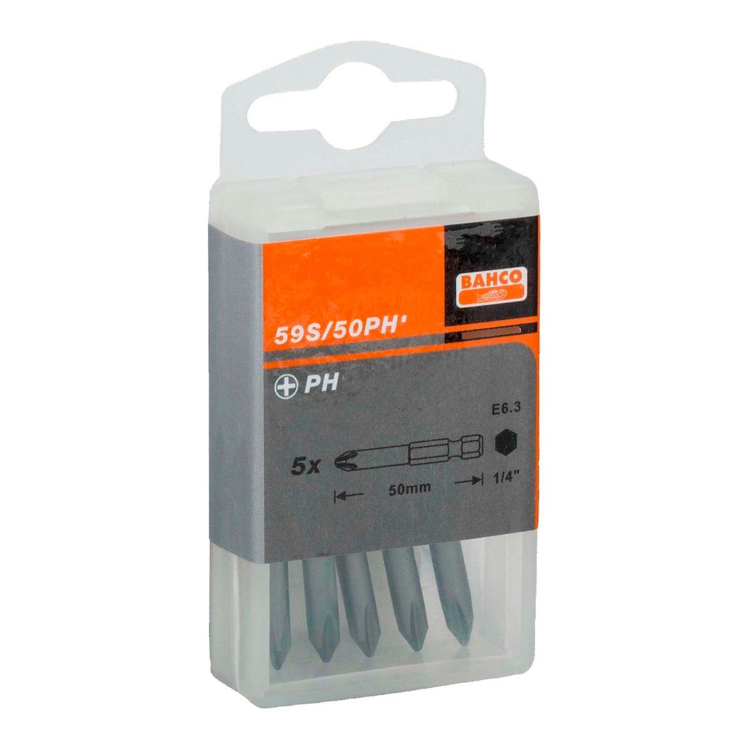 Pack 5 Puntas de atornillar PH2x50mm - Bahco - Herram.cl