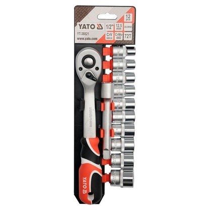 Set 12 Dados 1/2'' YATO YT-38821 10-24mm Chicharra CrV - Herram.cl