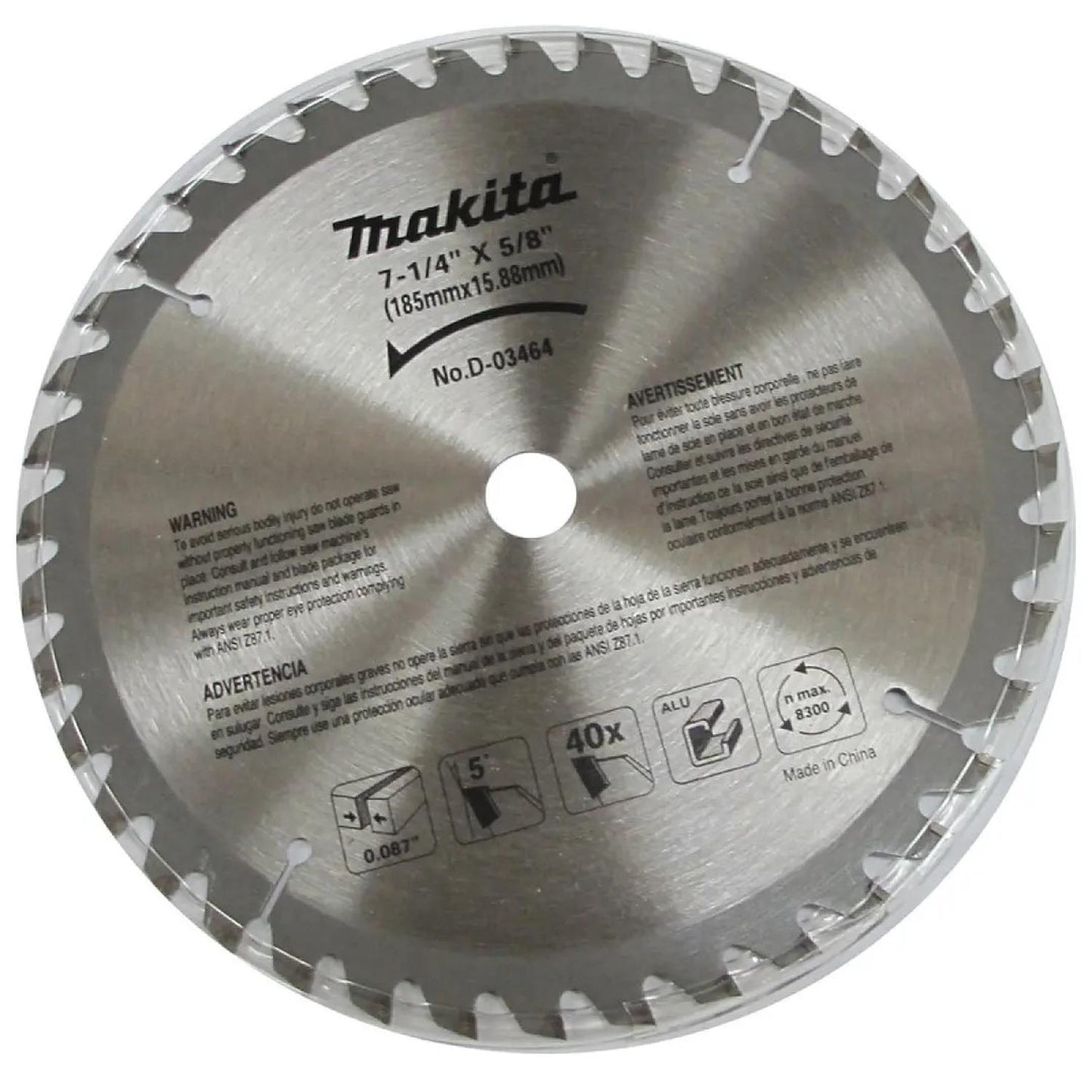 Disco De Sierra Para Aluminio 7 - 1/4'' Eje 5/8'' 40 D - Makita - Herram.cl