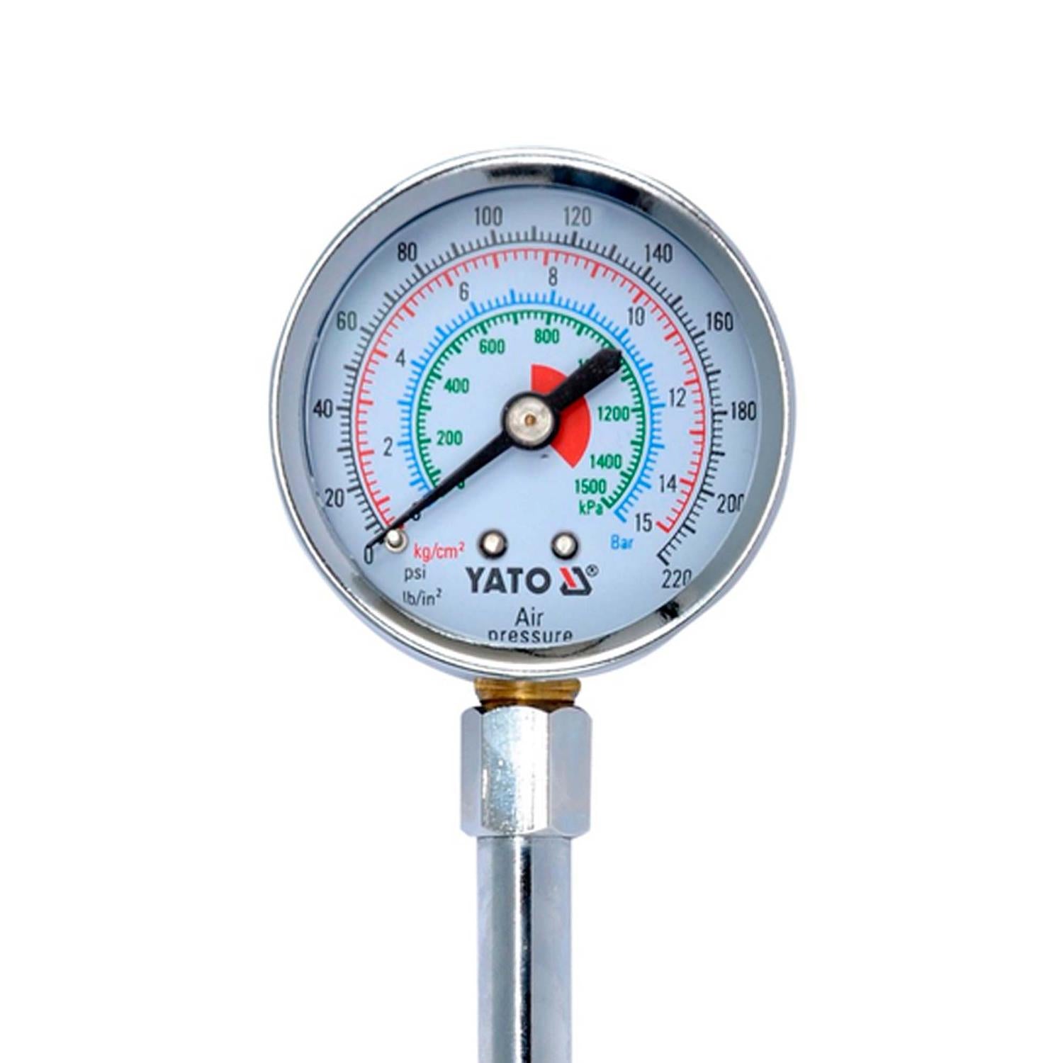 Manómetro de presión de neumáticos 0 - 220 PSI - Yato - Herram.cl
