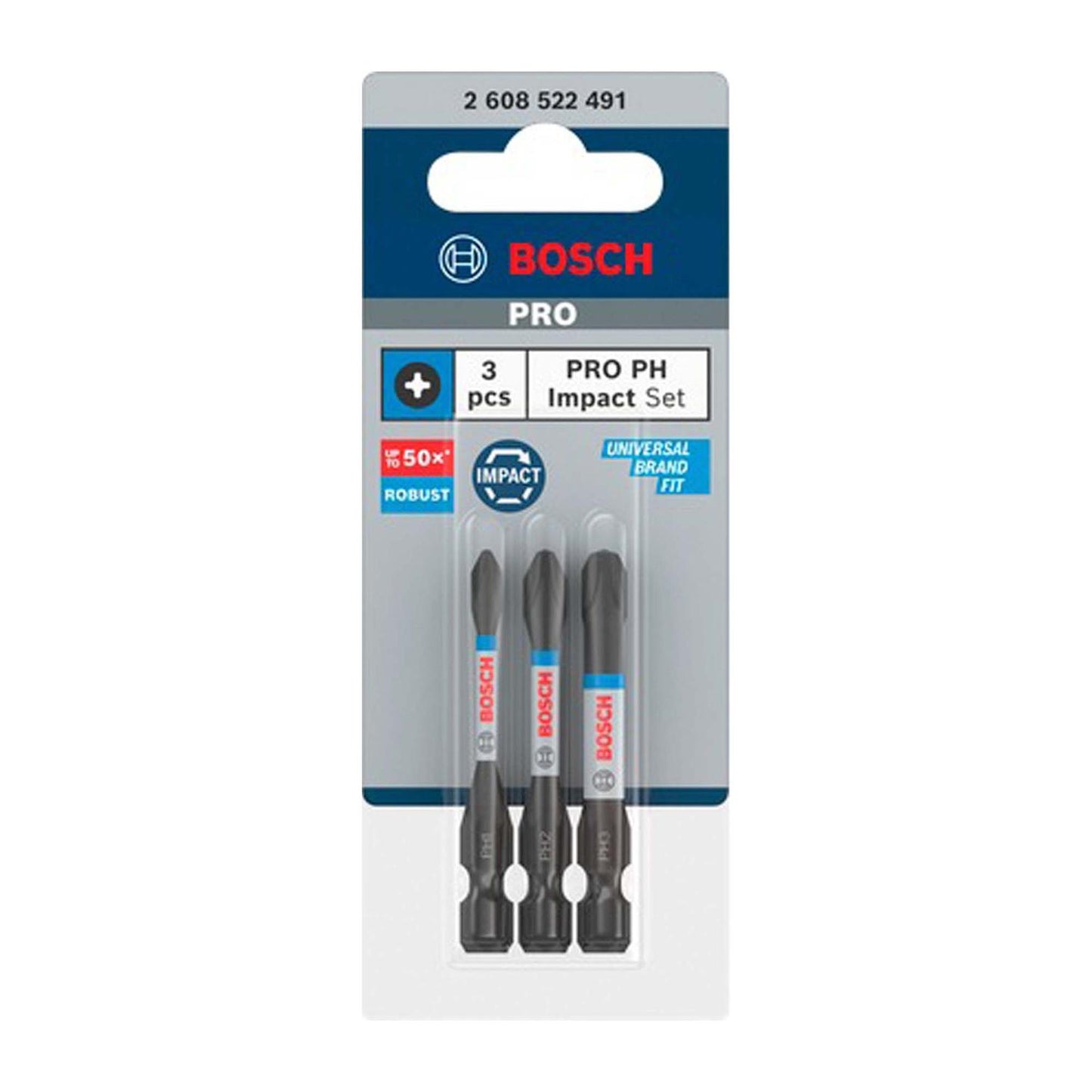 Juego Puntas PRO Impact PH(1, 2, 3)x55mm 3 Pzas - Bosch - Herram.cl