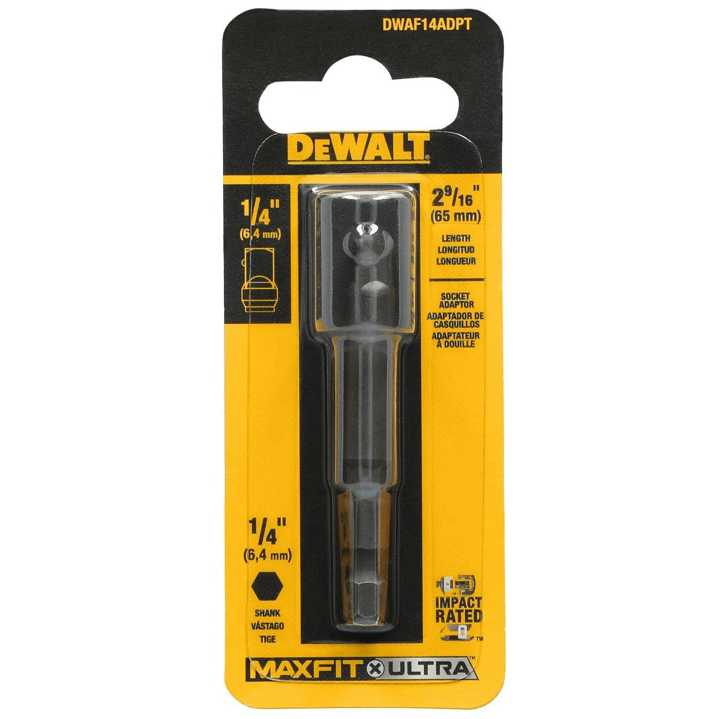 Adaptador Cuadrante Maxfit - Ultra 1/4'' a 1/4'' Hex. - DeWALT - Herram.cl