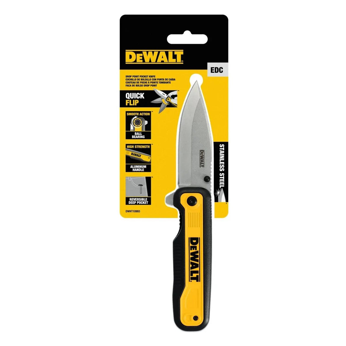 Navaja de bolsillo plegable Drop Point DeWalt DWHT10993 - Herram.cl