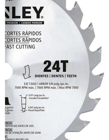 Disco Sierra Circular 7-1/4'' 24 Dientes STA7737 - Stanley - Herram.cl