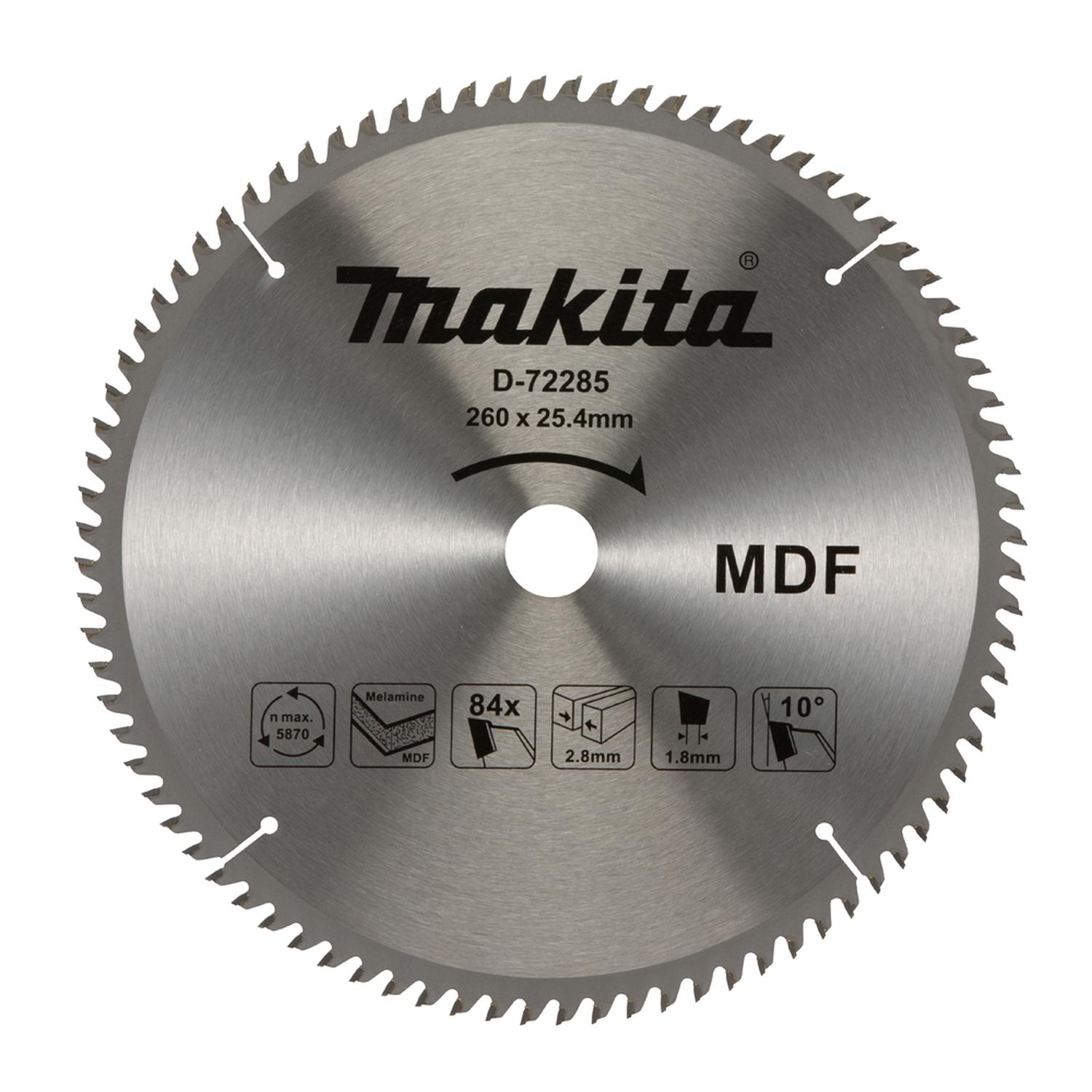 Disco Sierra Melamina (10 - 1/4'') 260x25,4mm 84 D - Makita - Herram.cl