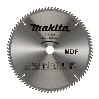 Disco Sierra Melamina (10 - 1/4'') 260x25,4mm 84 D - Makita - Herram.cl