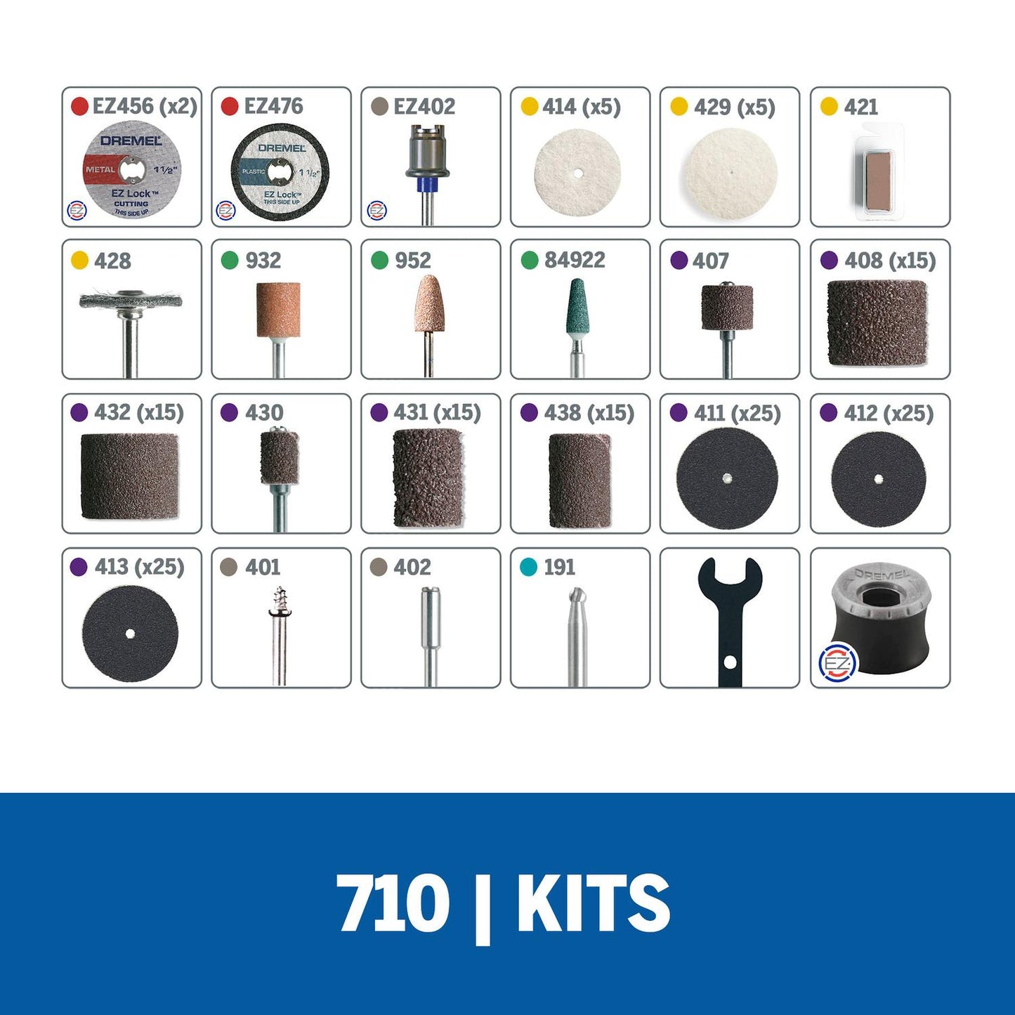 Kit de accesorios de uso general (710 - 08) 160 Pzas - Dremel - Herram.cl