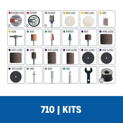 Kit de accesorios de uso general (710 - 08) 160 Pzas - Dremel - Herram.cl
