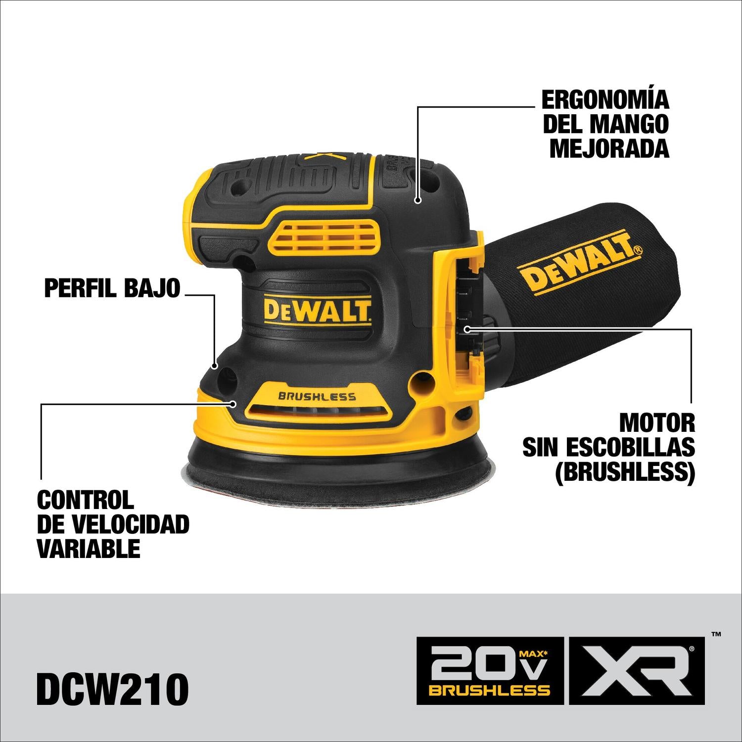 Lijadora Rotorbital 20V Max. XR 5'' Sin Baterias - DeWalt - Herram.cl