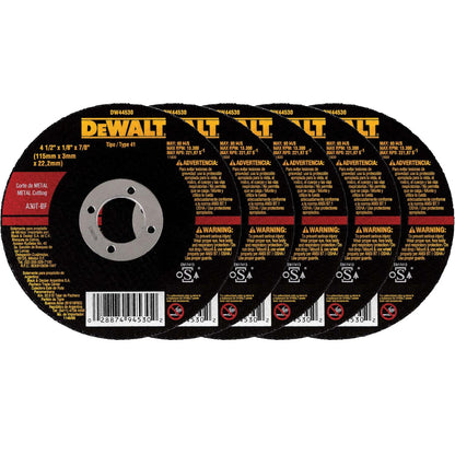 Pack 50 Discos de Corte Metal 4 - 1/2''x3x22,23mm - DeWALT - Herram.cl