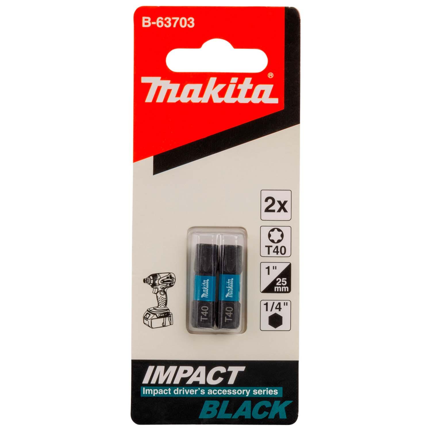 Puntas Impact Black T40 - 25mm 2 Pzas - Makita - Herram.cl