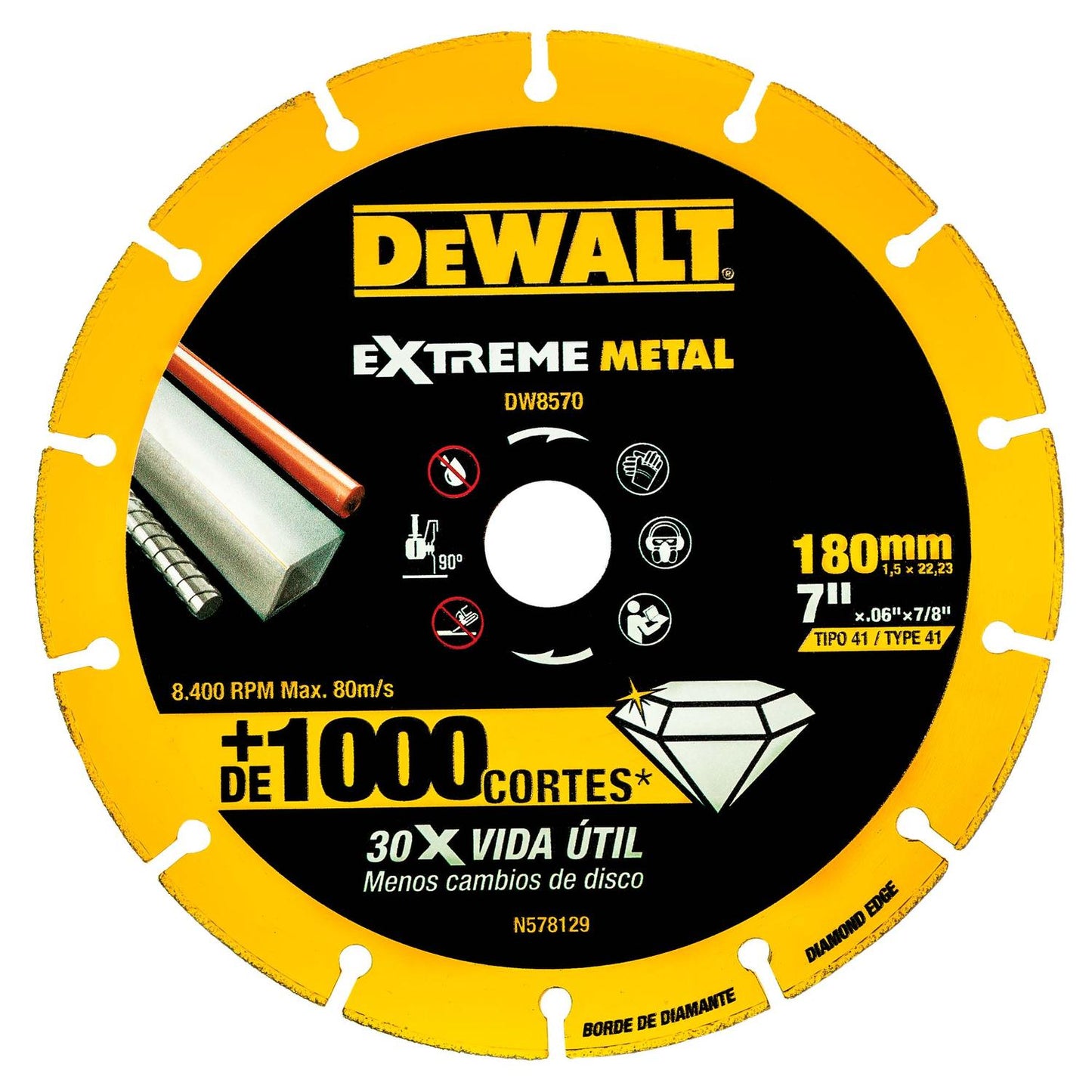 Disco Diamantado EXTREME METAL 7'' Eje 22,23mm - DeWALT - Herram.cl