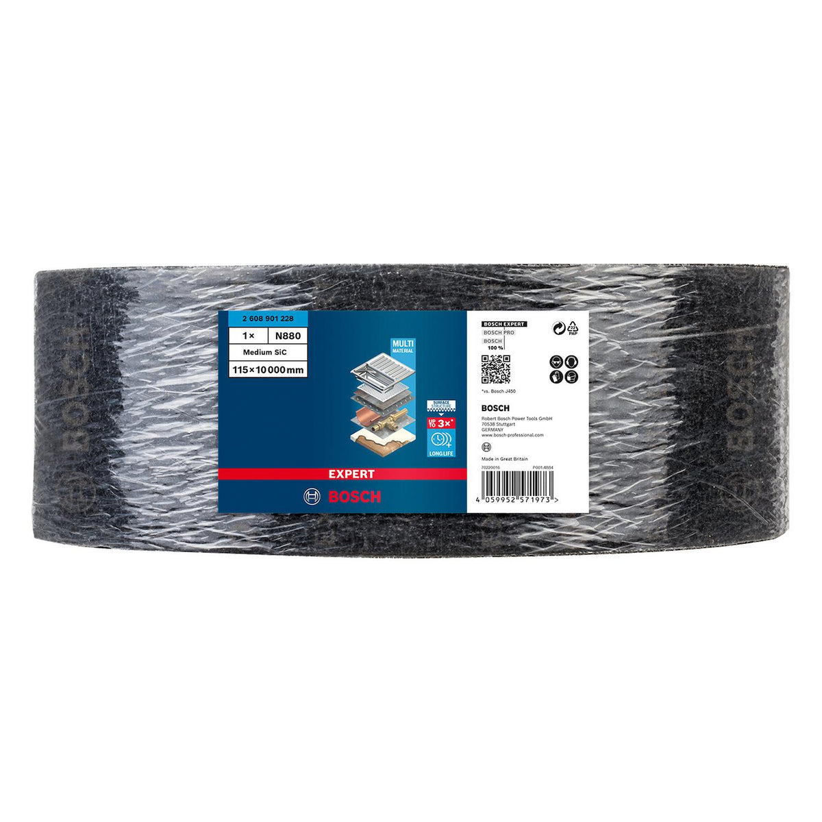 Rollo Vellón Bosch Expert N880 Metal 115mmx10m Medio S Negro - Herram.cl