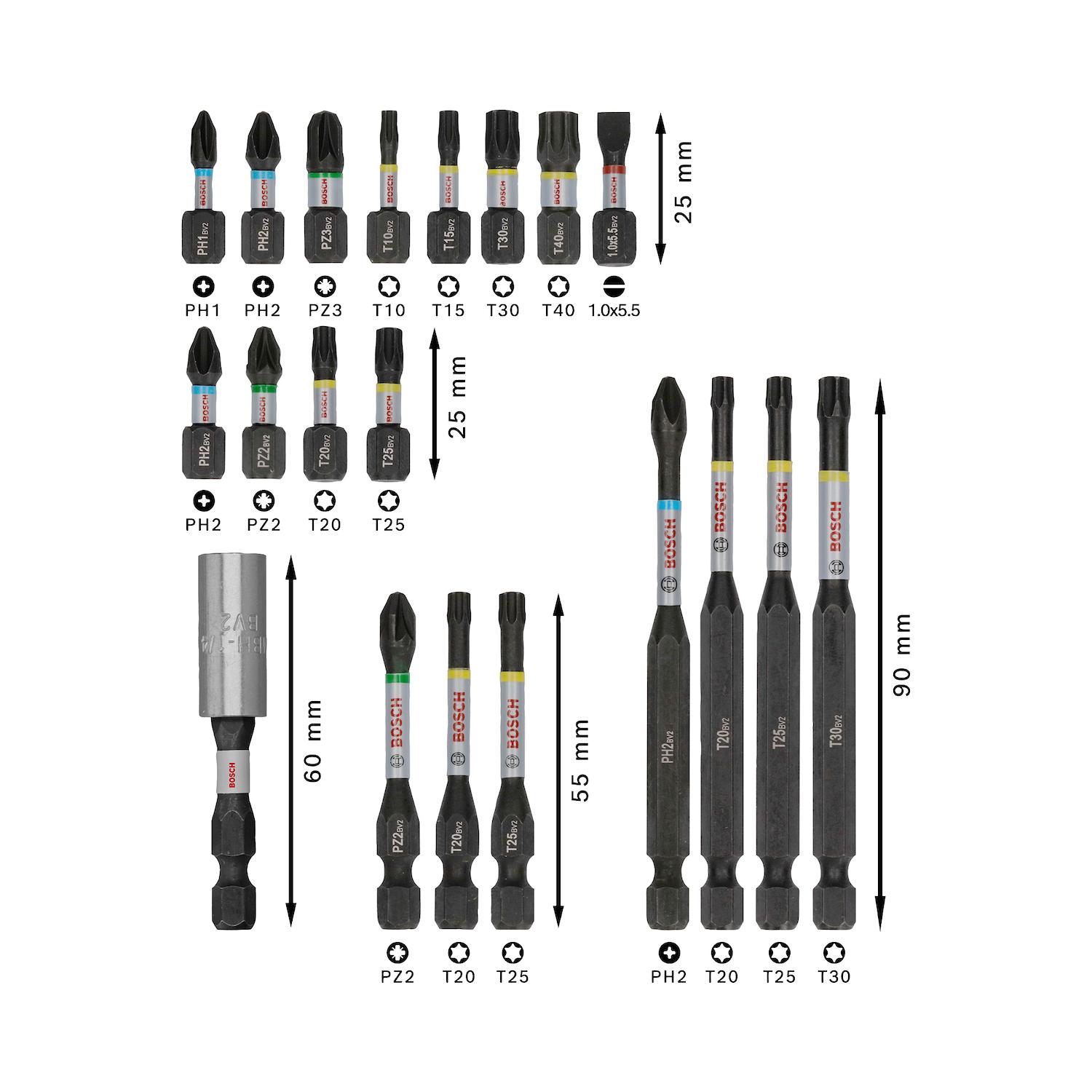 Kit De Puntas PRO Impact Pick+Click 20 Pzas - Bosch - Herram.cl